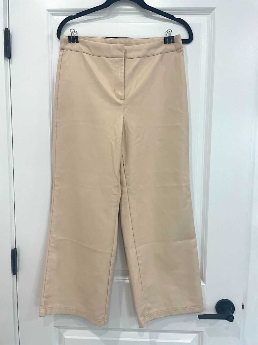 Bagatelle Cream Vegan Leather Wide Leg Pants S